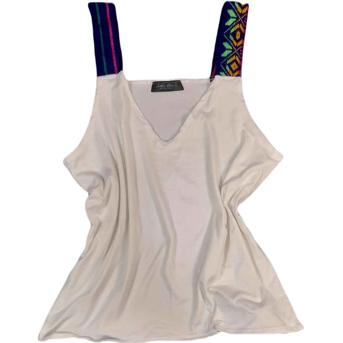 V Neck Strappy Blouse with Mexican Design